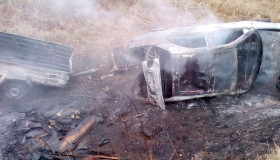 На Полтавщині два автомобілі зіткнулися та загорілися