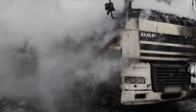 На Полтавщині згоріла вантажівка з причепом