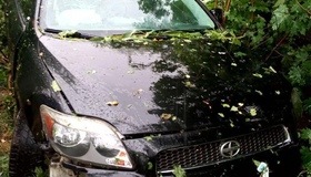 Toyota злетіла з дороги: лопнуло колесо