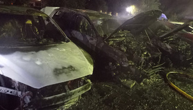 На полтавській стоянці згоріло шість автівок