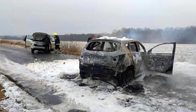 На Полтавщині внаслідок ДТП загорівся автомобіль