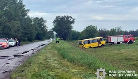 Під Полтавою шкільний автобус вилетів у кювет: постраждали троє дітей