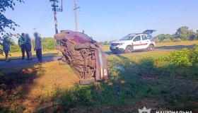 На Полтавщині ВАЗ вилетів з дороги та перекинувся