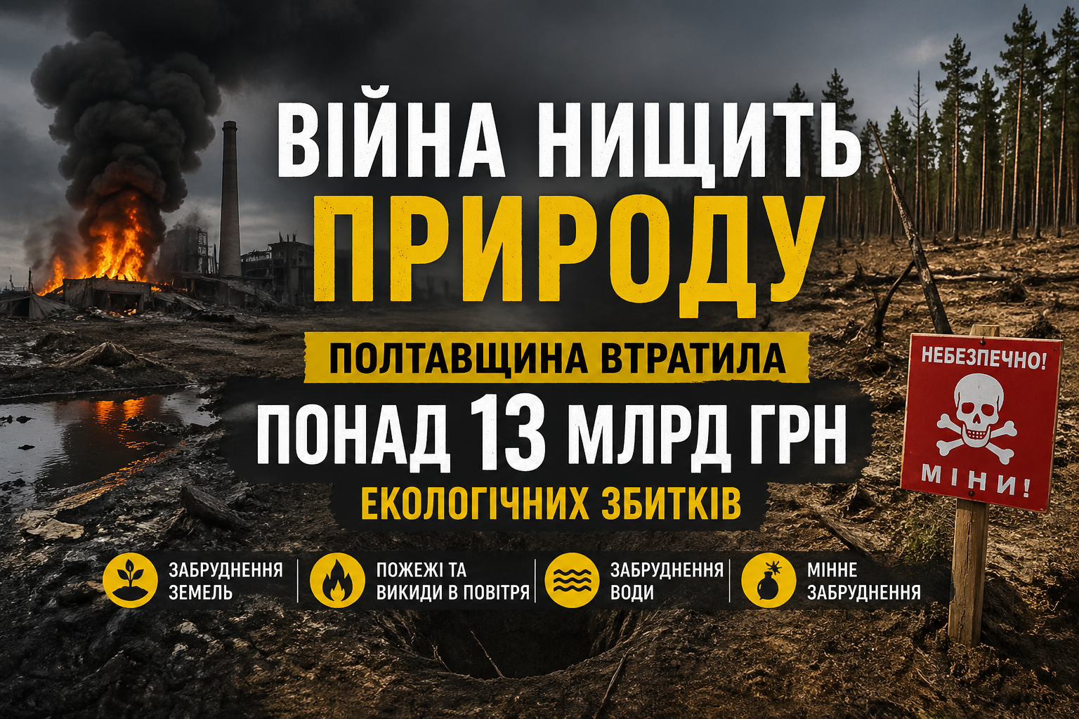 Отруєні землі і повітря: як війна вдарила по довкіллю Полтавщини